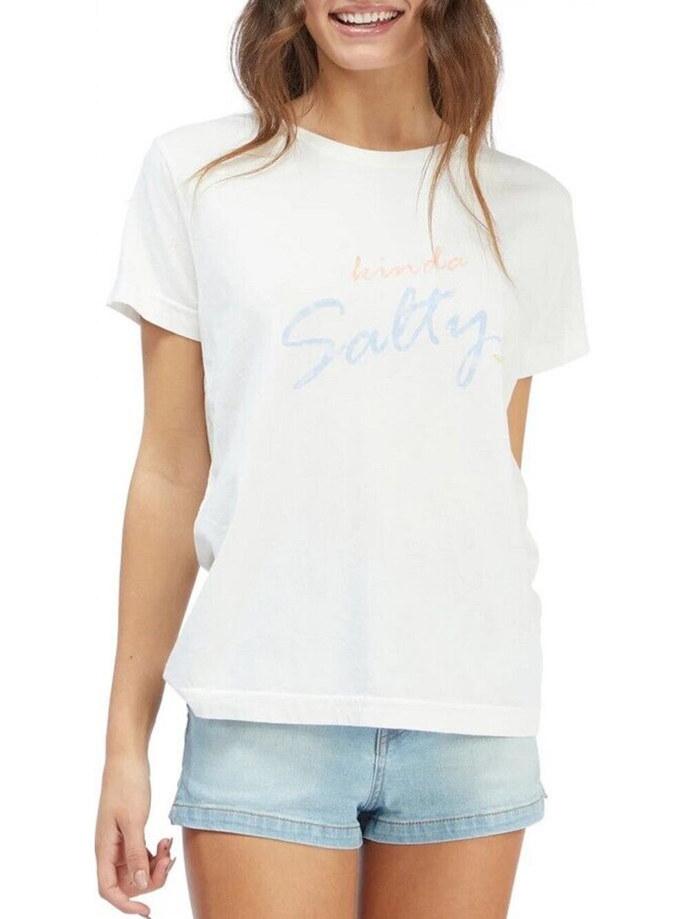 Roxy Women's Salty Script Oversized Relaxed Loose Fit Tee T-Shirt